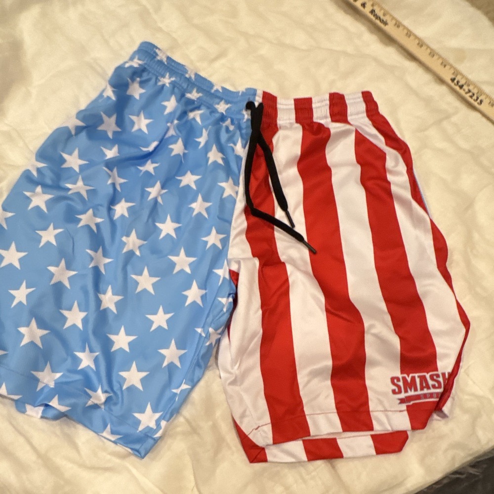 SMASH-IT Sports Men's Mesh Athletic Shorts Stars Stripes AXL Drawstring XL